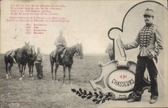 VINTAGE POSTCARD Militaria 13th Hunters Horse