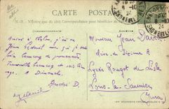 VINTAGE POSTCARD Warship Schneider Establishments & Co Building sites of Trawl-net on the Saone Launching of a Japan submarine