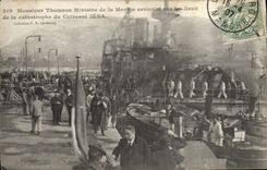 VINTAGE POSTCARD Warship Mr Thomson Minister for the marine arriving on the spot of the catastrophe of Iena