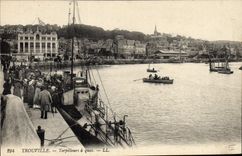 VINTAGE POSTCARD Warship Trouville Torpilleuers has quay
