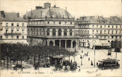 CPA Le theatre Le Havre Tramway
