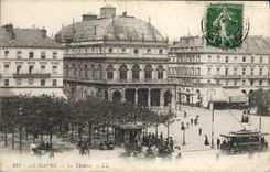 CPA Le theatre Le Havre Tramway