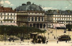 CPA Le theatre Le Havre Tramway