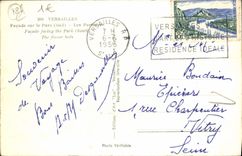 VINTAGE POSTCARD Small Tables Of Versailles the Castle Frontage on the park floors