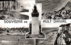 MODERN CARD Ault Onival cliffs sand the beach in summer