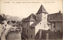 Paladar de Annecy de la prisión de la POSTAL de la VENDIMIA de las prisiones de las mujeres mayores de la isla y el canal de Thiou