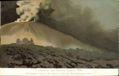 VINTAGE POSTCARD Volcano the eruzione del Vesuvio
