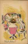 CPA Coiffeur Perruquier Blond platine Enfants Illustrateur Martins Floret 