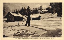 VINTAGE POSTCARD Winter sports Ski Landscape of winter