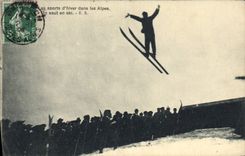 VINTAGE POSTCARD Winter sports Ski a jump