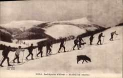 VINTAGE POSTCARD Winter sports Ski the race Ski