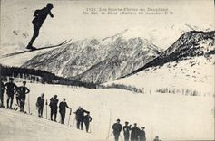 VINTAGE POSTCARD Dauphine Winter sports Ski the Keller jump