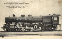 CPA Train Locomotive Pacific 2901 construite aux ateliers de Sotteville les Rouen