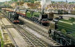 CPA Train Locomotive Lancaster Castle station