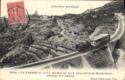 VINTAGE POSTCARD Train Engine La Turbie Cog railway of Monte Carlo