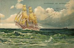 VINTAGE POSTCARD Sailing Boat Bordeaux