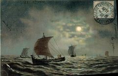 VINTAGE POSTCARD Drakkar Boat