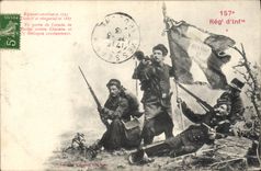 Regimiento de Militaria 157eme de la POSTAL de la VENDIMIA de la infantería