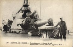 VINTAGE POSTCARD Boat War Turrets before Guns of 305 Artillery of the armours of Standard squadron Jean Bart