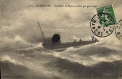 CPA Bateau Guerre Cherbourg Torpilleur de defense mobile par gros temps 