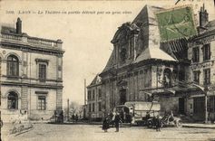 VINTAGE POSTCARD Laon the Theater partly destroyed by a large shell