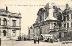 VINTAGE POSTCARD Laon the Theater partly destroyed by a large Militaria shell