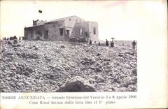 VINTAGE POSTCARD Volcan Torre annunziata Grande eruzione del Vesuvio 7th 8 Aprile 1906 Casa Rossi invasa paved washed fino Al 1e piano