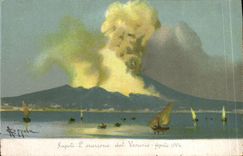 CPA Volcan Napoli L'eruzione del Vesuvio Aprile 1906