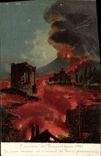 CPA Volcan L'eruzione del Vesuvio Aprile 1906 La lava arriva al circuitero 