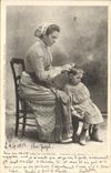 VINTAGE POSTCARD Amelie les Bains Catalan with hunting Hairdresser Wig maker