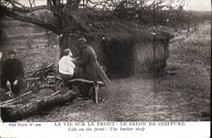 VINTAGE POSTCARD Militaria Hairdresser Wig maker life on the face the hairdressing salon