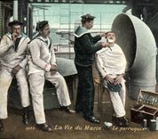 VINTAGE POSTCARD Militaria Hairdresser Wig maker life of the sailor