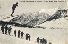 VINTAGE POSTCARD Winter sports Ski winter sports into Dauphine In ski the Keller jump
