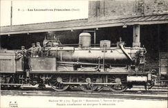 CPA Train Locomotive Machine 3 703 Mammouth Service des gares