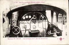 VINTAGE POSTCARD Train Engine Machine 140.121 interior Sight of the driver cabin