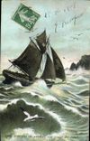 CPA Bateau voilier Barque de peche Un coup de vent