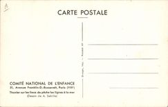 VINTAGE POSTCARD Bateau Fishes Tuna boat on the spot of sin the lines to the sea Sebille