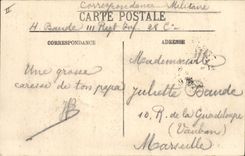 Cuarteles de Militaria Antibes Gazan de la POSTAL de la VENDIMIA