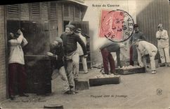 VINTAGE POSTCARD Militaria Scene of barracks Red-handed of fricotage