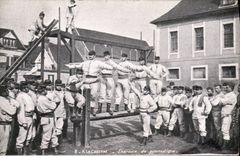 POSTAL Militaria de la VENDIMIA con el ejercicio de los cuarteles de la gimnasia