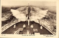 VINTAGE POSTCARD Boat Wake of the destroyer