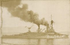 CARTE PHOTO Salins d'Hyeres 1925 Bateau de guerre