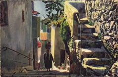 CPA Eze Une Vieille Rue du Village Femme Folklore