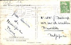 POSTAL Eze de la VENDIMIA y la etiqueta del cabo