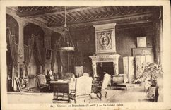 VINTAGE POSTCARD Castle of Bombon the Large Living room