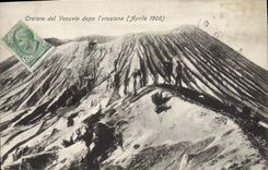 CPA Volcan Cratere del Vesuvio dopo l'eruzione Aprile 1906