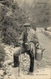 CPA Folklore Pyrenees Marchand de lait TOP