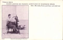 VINTAGE POSTCARD Folklore Company of the food products Helios Street Marcadet Lait Apparatus automatic has to stop
