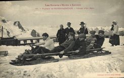 VINTAGE POSTCARD Winter sports Ski Plate of Superbagneres Departure of Bob