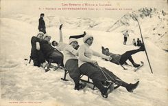 CPA Sports d'hiver Ski Luchon Plateau de Superbagneres Descente en lugge 